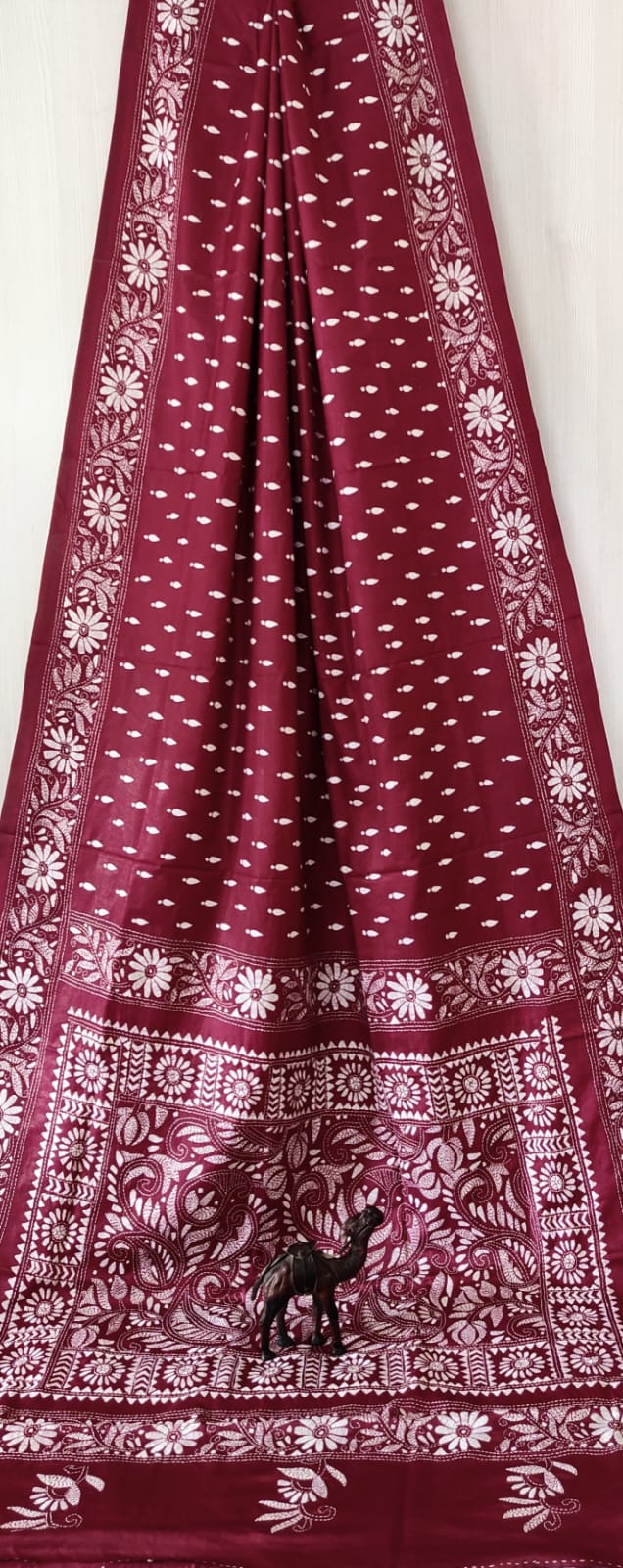 Hand Kantha on blended silk with blouse piece