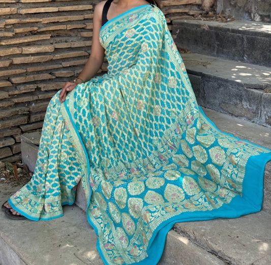 Ganvitha | Pure Georgette Minakari Sarees
