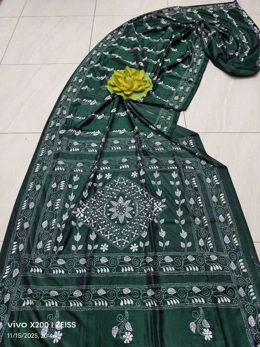 Kalpanashini |  Blended silk saree with Kantha Embroidery