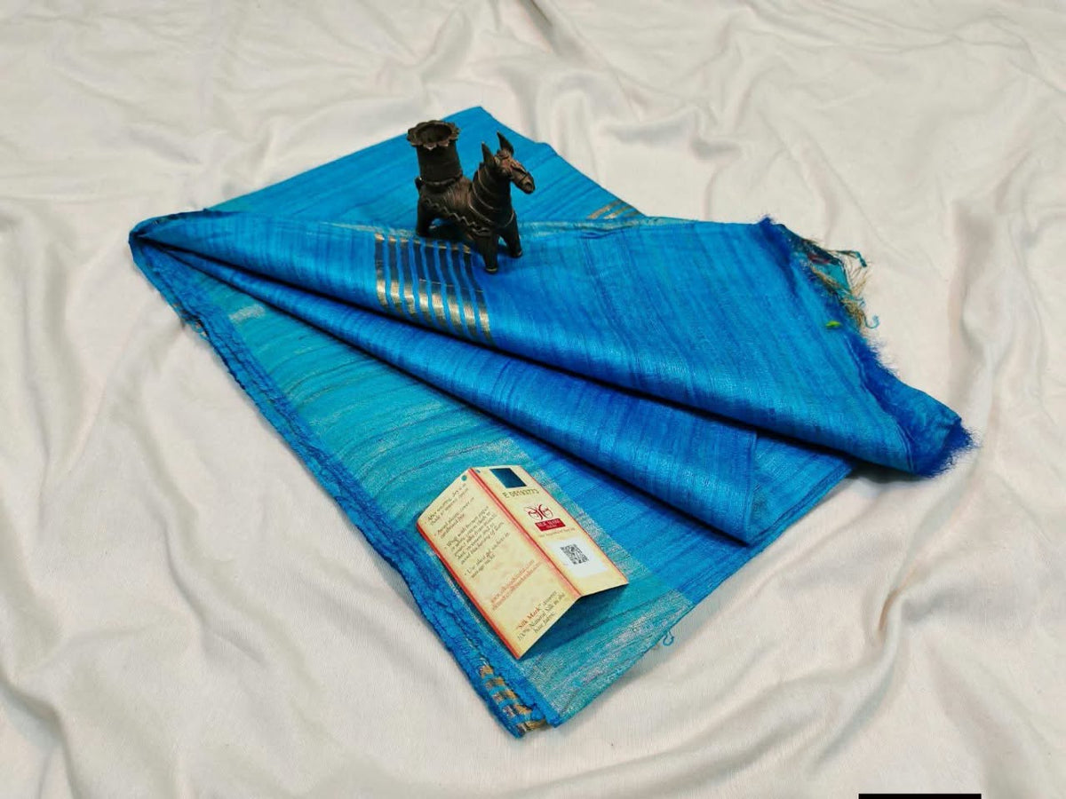 Pure tussar ghicha silk handloom saree with blouse pc.
Silk mark tag 
