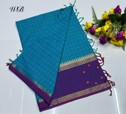 😇 *Kanchi cotton sarees*
🦋 *Pure cotton Sarees*
🎉 *Fancy plain cotton sarees with line  pallu*
🐟 *80 *80 counts*
🧶 *With running blouse*
🦢 *6.20mtrs saree length*