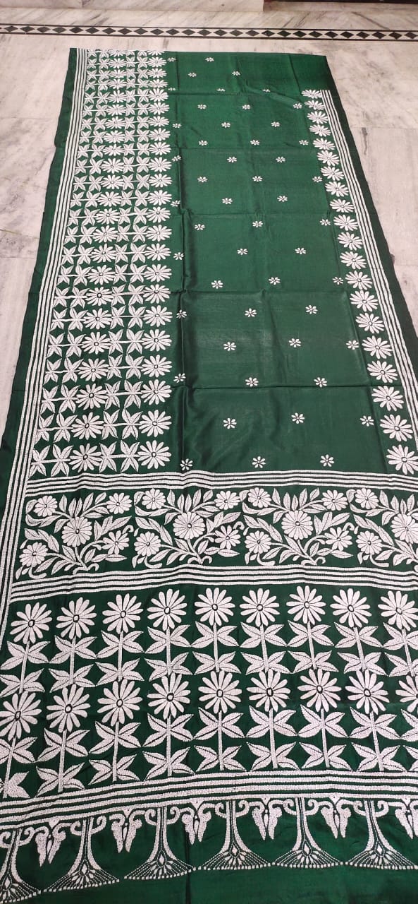 Mukta-kantha | Hand Made Kantha Embroidery on Semi Silk