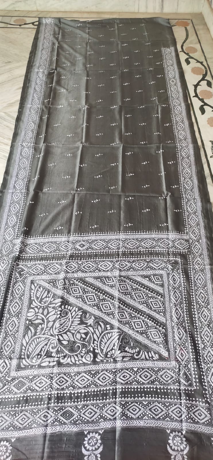 Handmade kantha on blended silk