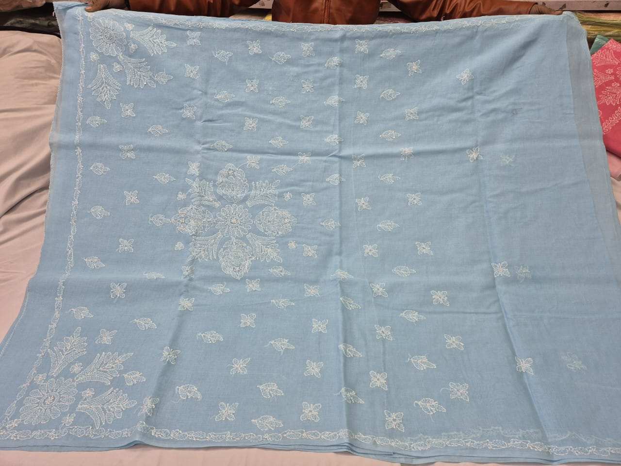 Palanthita| Pure cotton Chikankari Saree