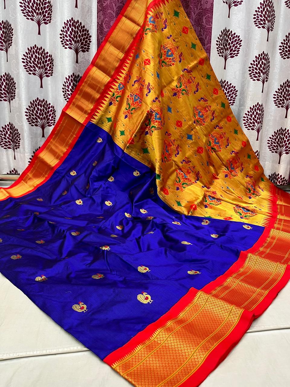 Bhanika | Powerloom Kadiyal Paithani Silk Saree