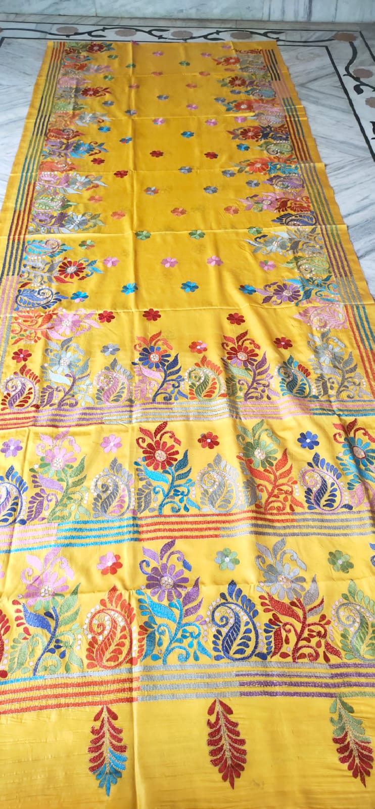 Handmade kantha on blended silk