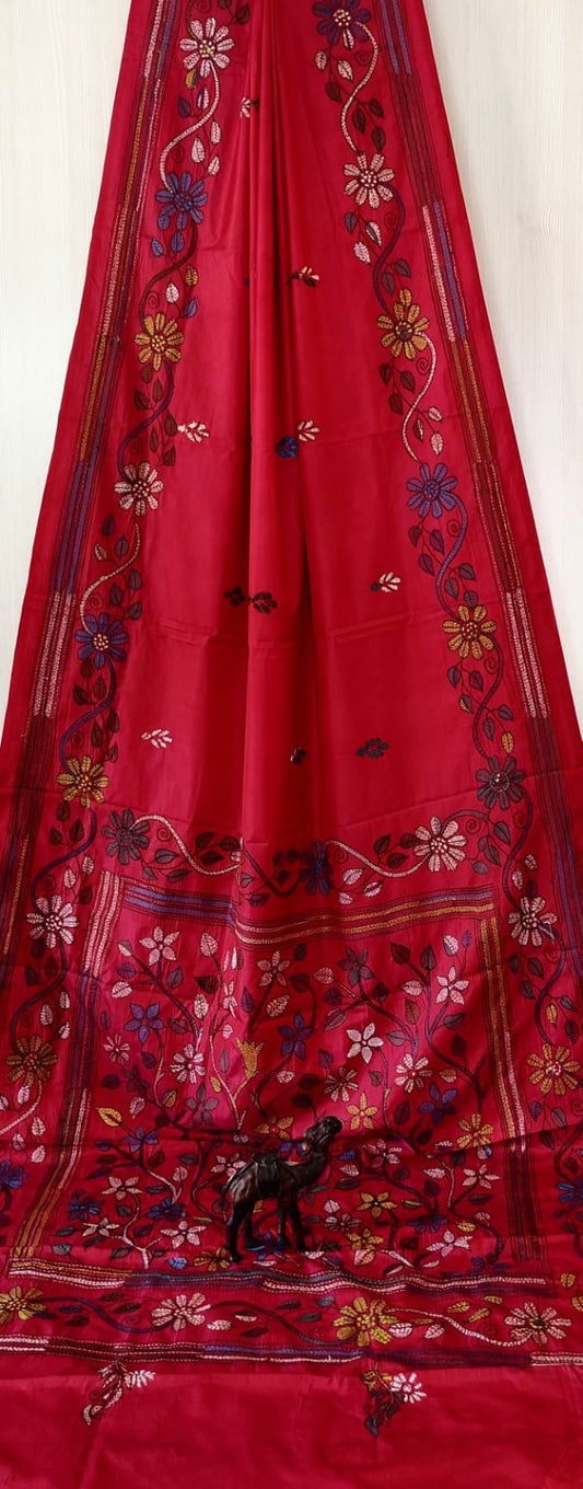 Beautiful kantha work on blended Bangalore silk
With kantha stich work bp