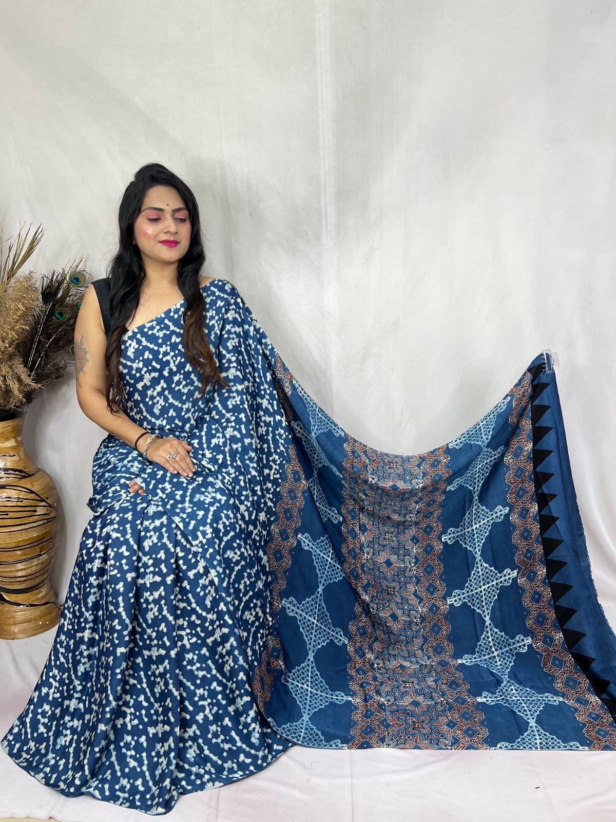Aastha | Ajrakh Saree on Modal Silk
