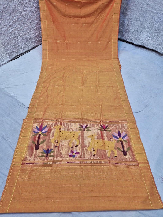 Ek muniya 
cotton handwoven
 paithanis

