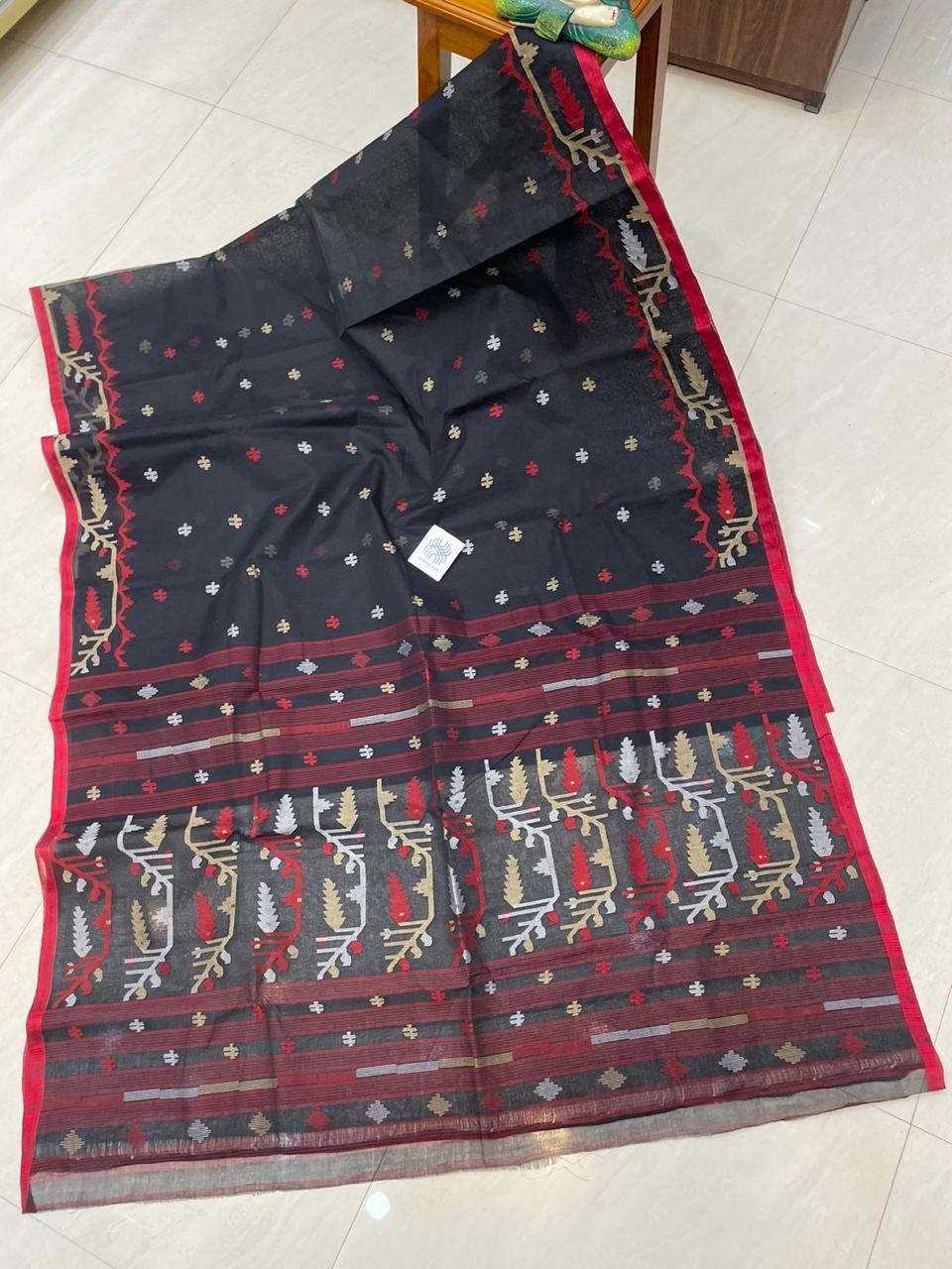 Javana | handwoven Cotton Needlework jamdani saree