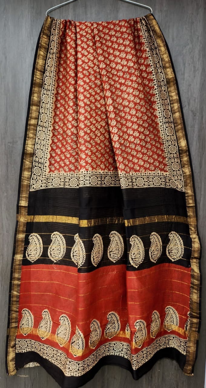 Lokesh | Block printed Maheshwari Silk Saree