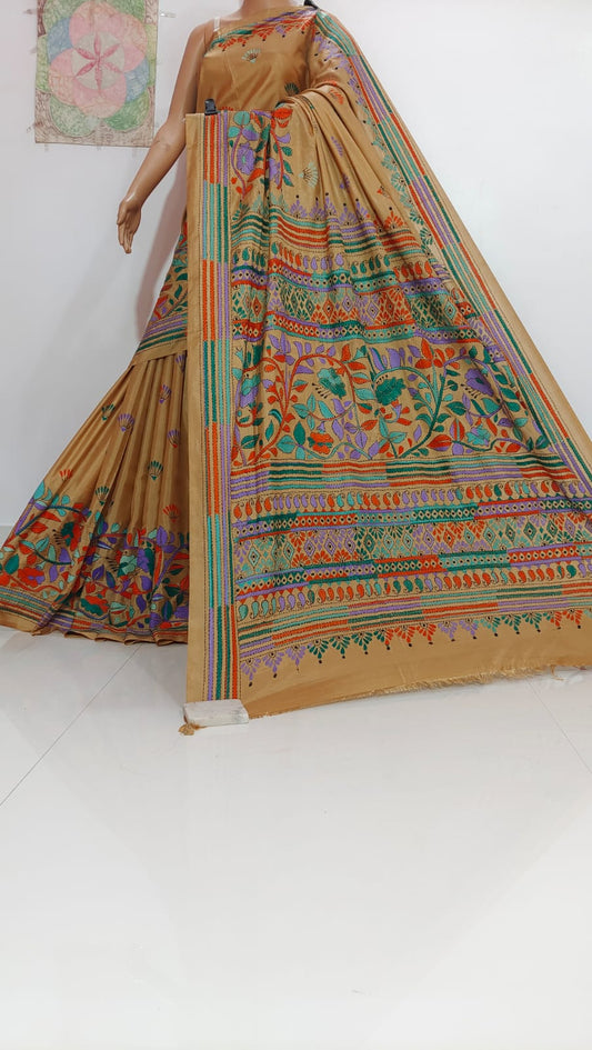 Fatima | Hand Made Kantha Embroidery on Semi Silk