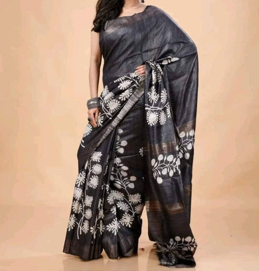 Tulyari | Tussar Ghicha Screen Print Saree
