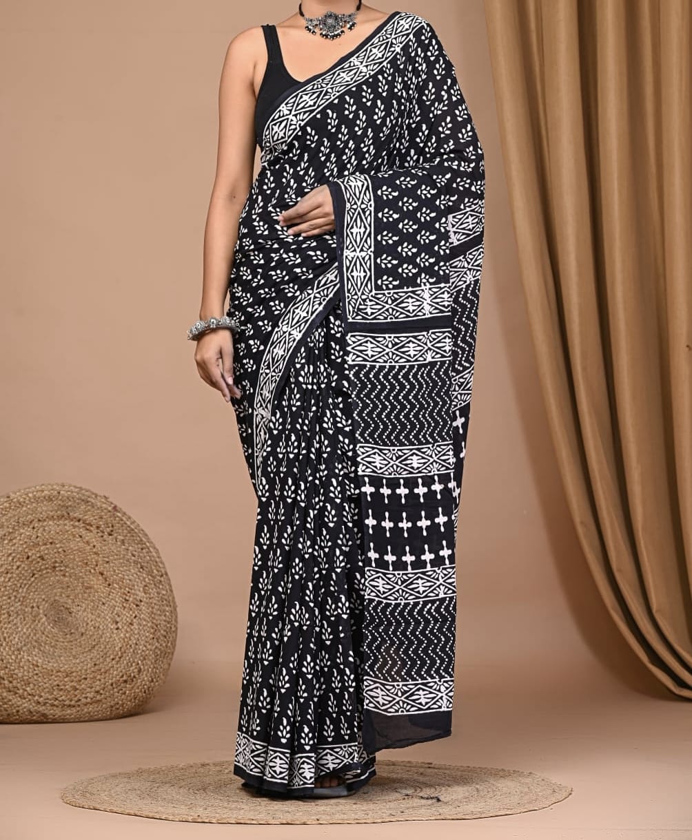 Molvitaa | Mul Cotton Blockprint Saree