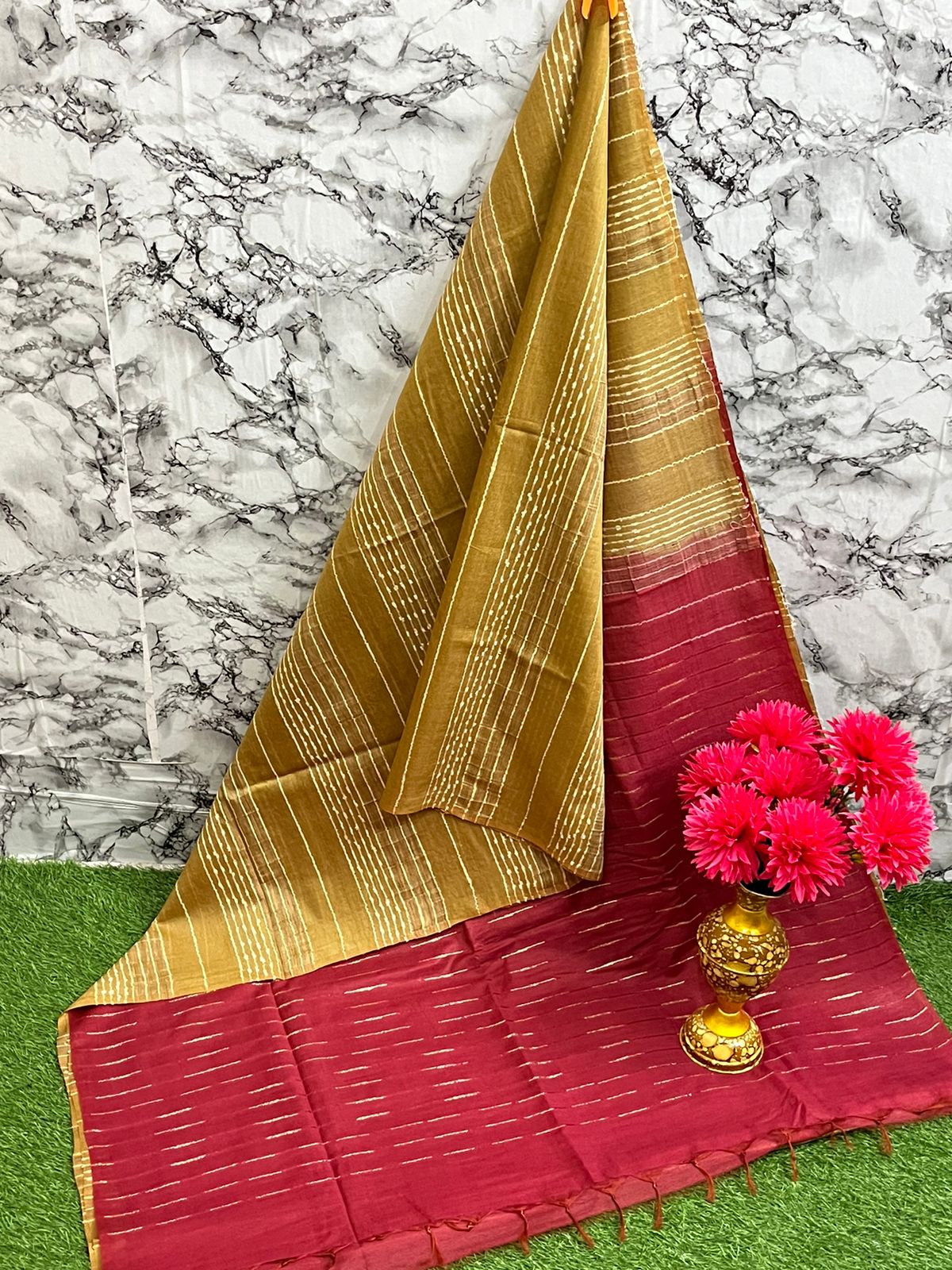 Fabric basbara. Silk. 
Running blouse 
Best quality 👌
All. Colour unlimited available 