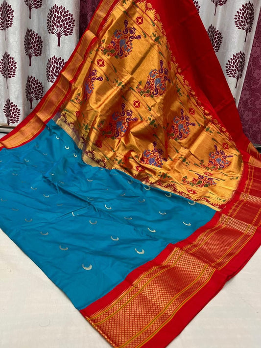 Pixine | Powerloom Kadiyal Paithani Silk Saree