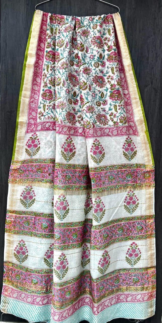 Vishnuvardhan | Block printed Maheshwari Silk Saree