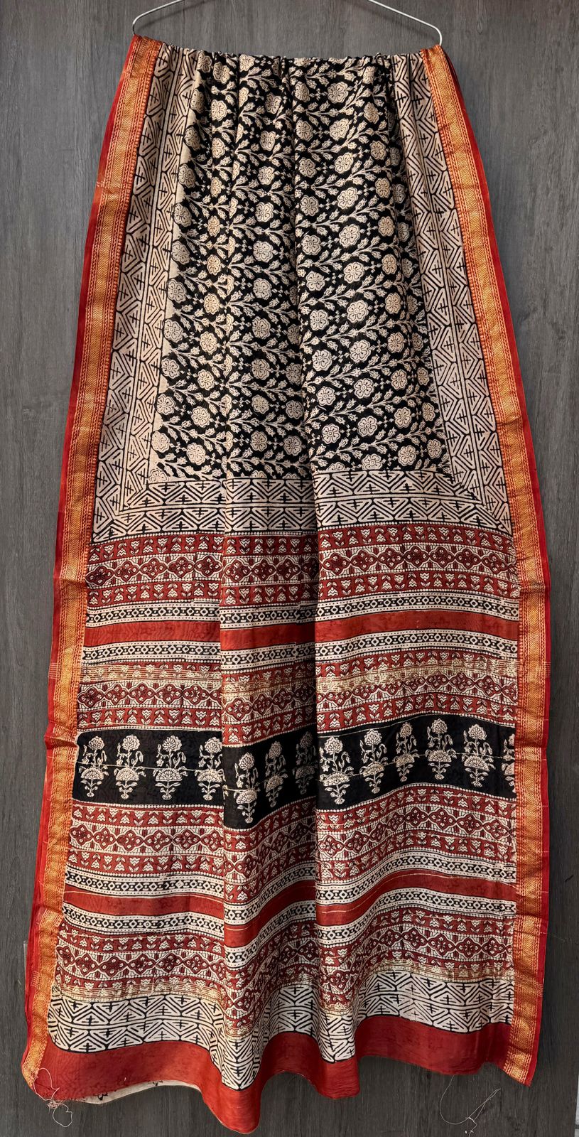 Rajagopal | Block printed Maheshwari Silk Saree