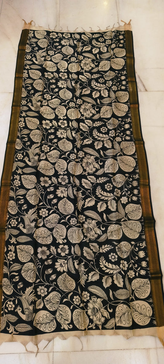 Kadita | Kalamkari dupatta on mangalagiri silk