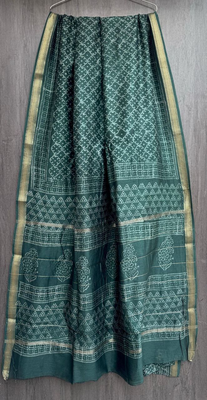 Brishti | Block printed with Maheshwari border