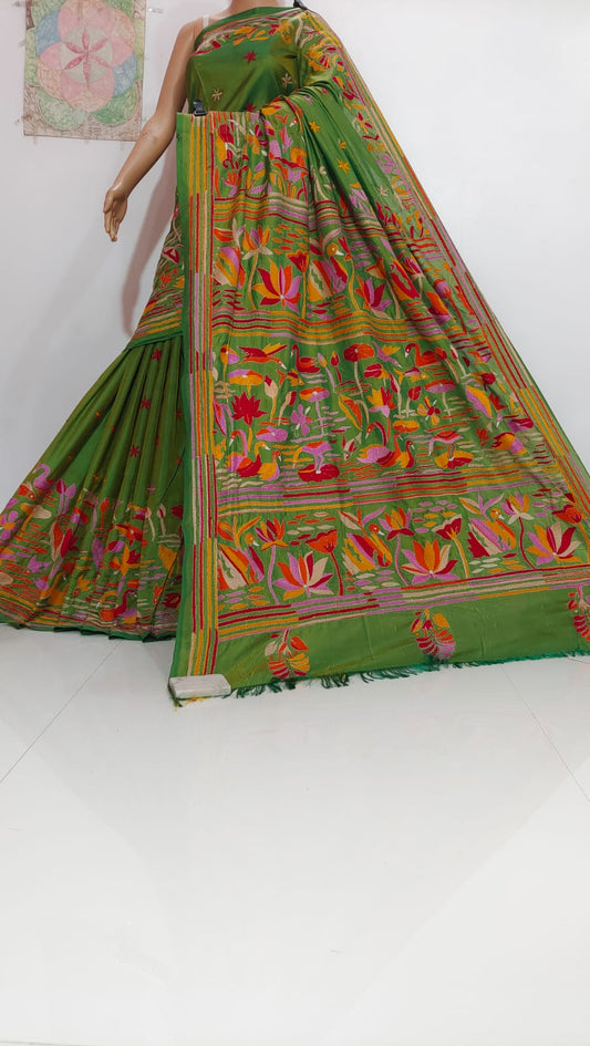 Elina | Hand Made Kantha Embroidery on Semi Silk