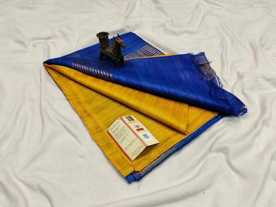 Pure tussar ghicha silk handloom saree with blouse pc.
Silk mark tag 
