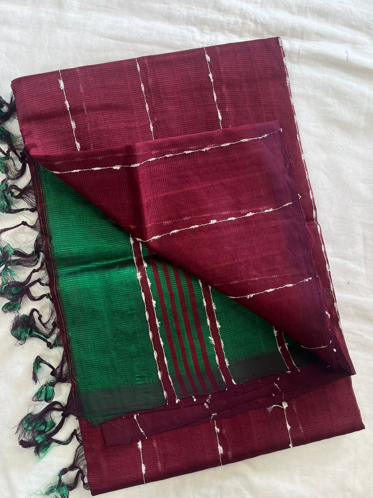 **Material **:- Mangalagiri handloom pattu by cotton 

**Model **:- all-over zari lines model sarees 

Contrast zari lines pallu & blouse