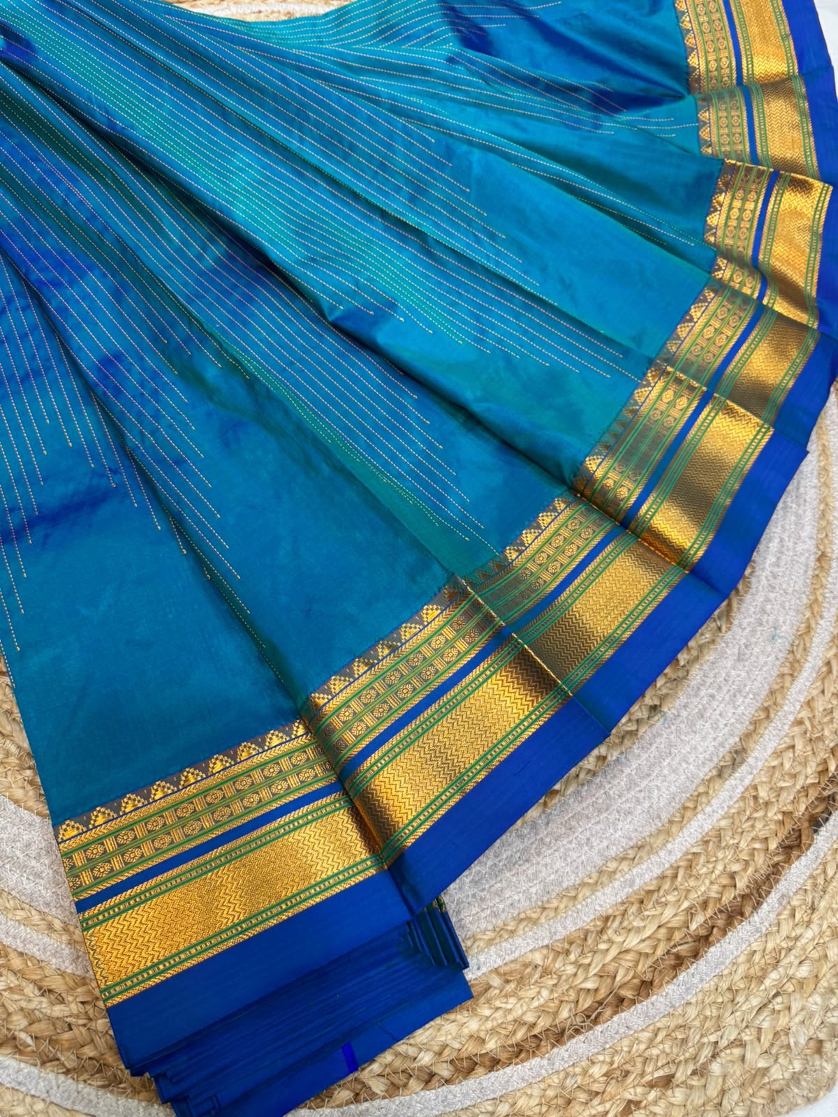 *Ilkal saree with silk mark approved*

*Pure silk chukki Faras border* superior quality 
Body small checks design popularly known as *Chaduranga Chukki*  & *Zari lines* ilkal saree 
With running blouse saree
*Price - 16500
