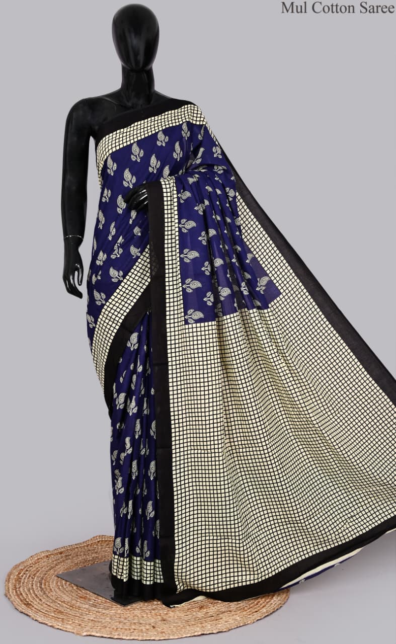 premium Traditional Mulmul CottonBeautiful Pure Soft Mulmul Cotton Sarees available*
Size: 6.30 mtr with blouse 