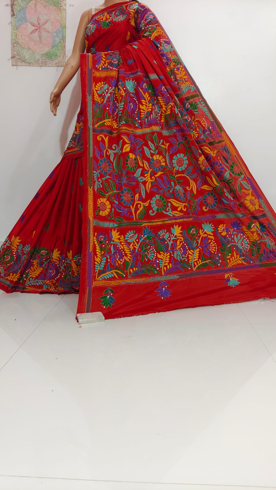 Deepa | Hand Made Kantha Embroidery on Semi Silk