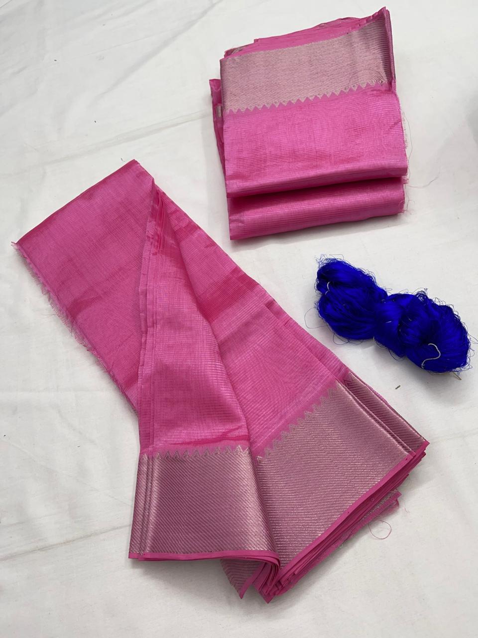 Mangalagiri pattu by cotton
pure handloom big jari border
sarees with running blouse