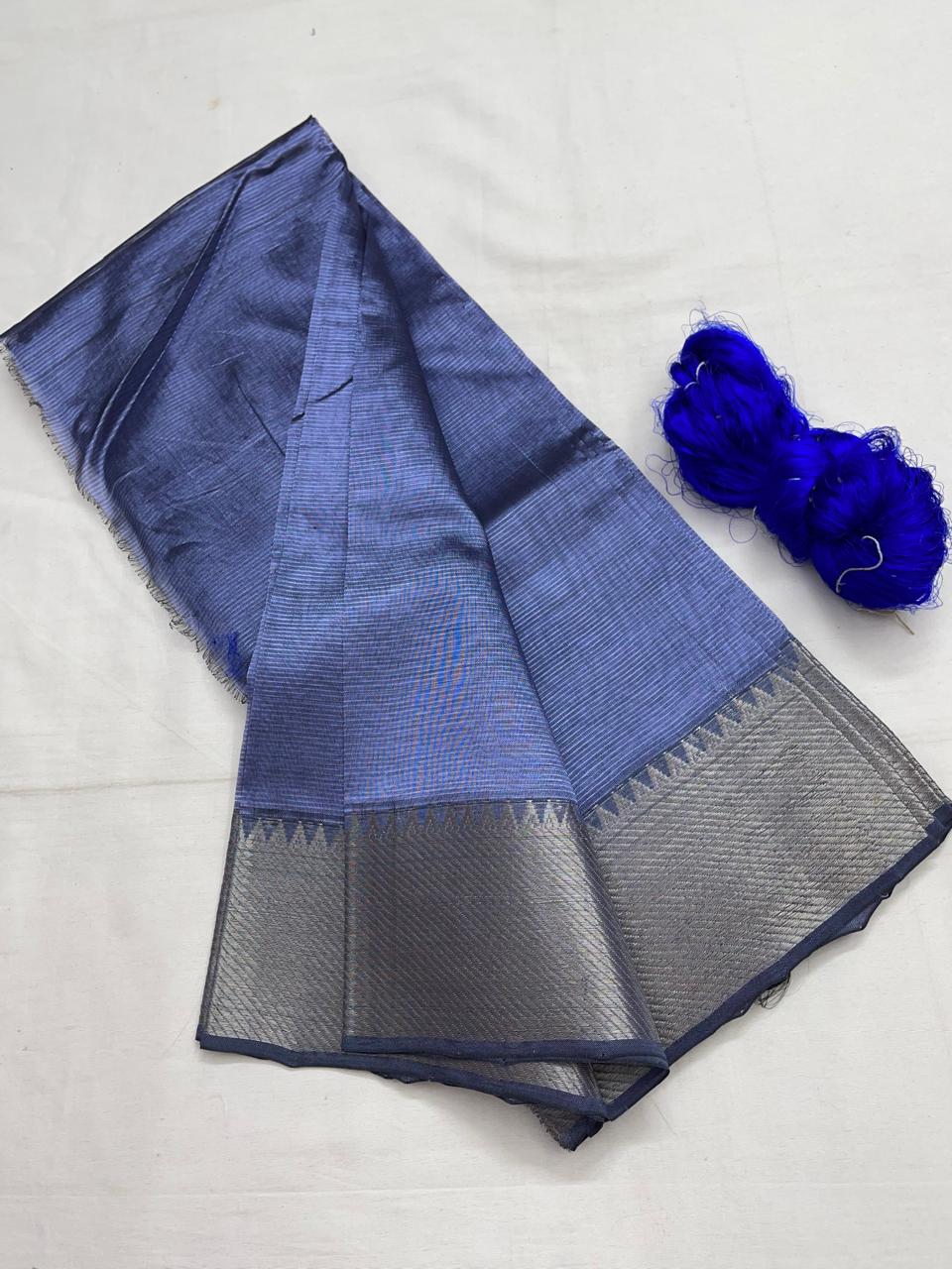 Mangalagiri pattu by cotton
pure handloom big jari border
sarees with running blouse