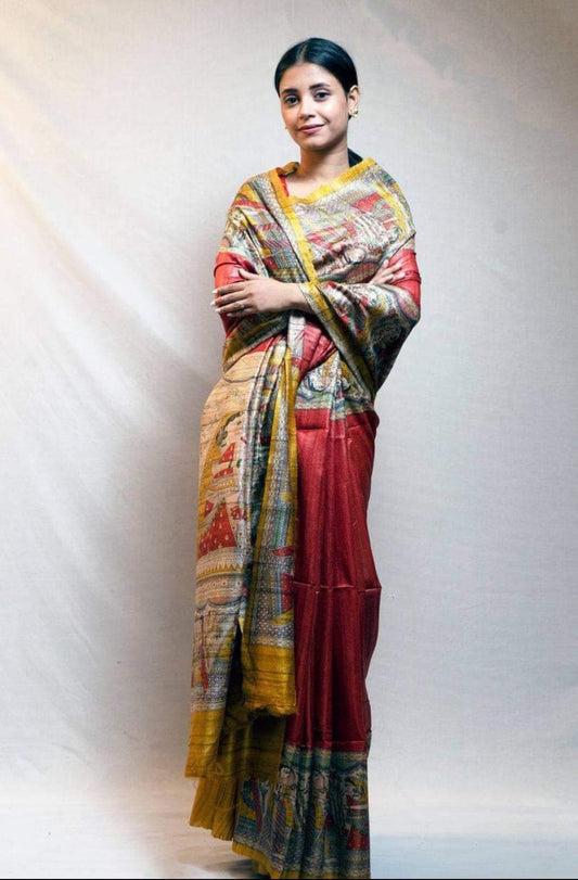 🪴New Design Of  Tussar By Ghicha Screen Print Silk Saree 
All Saree Comes  R Matching 
 Saree. Colour Tassels.
Hand Loom. Saree ..
Running Blouse..Pc ( Saree's Colour)
💯% Silk Saree Comes.With Silk Mark  Certificate (Tag)
Quality 💯% Assured