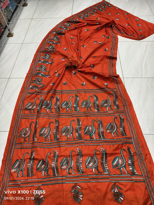 Hussain | Hand Made Kantha Embroidery on Semi Silk