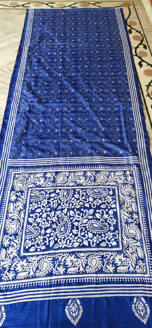 Muskaan-kantha | Hand Made Kantha Embroidery on Semi Silk