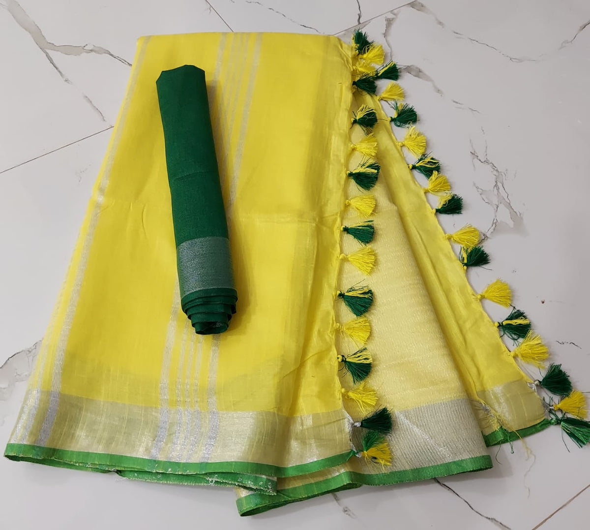 Plain cotton linen sarees