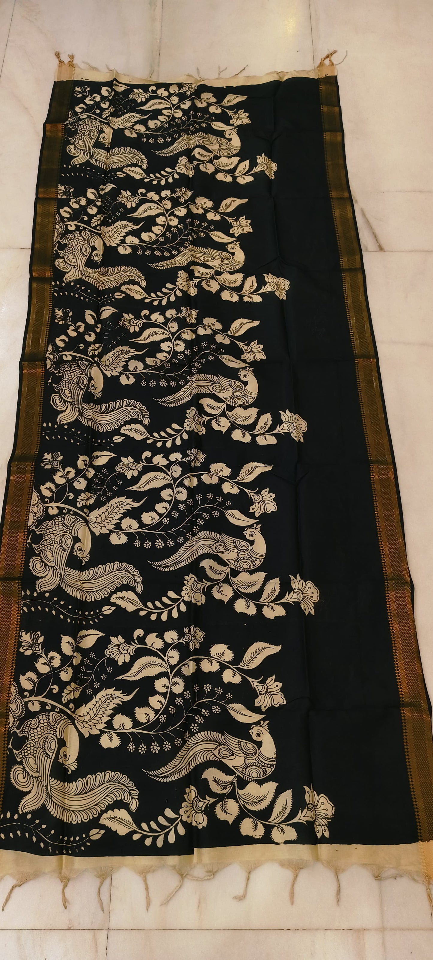 Kaia | Kalamkari dupatta on mangalagiri silk