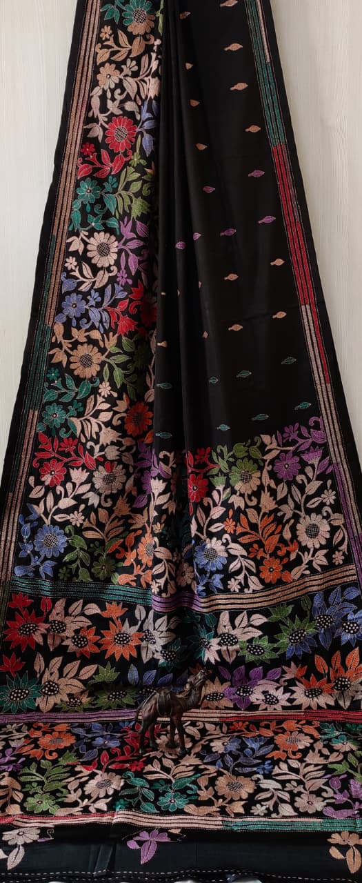 Kalyanima |  Blended silk saree with Kantha Embroidery