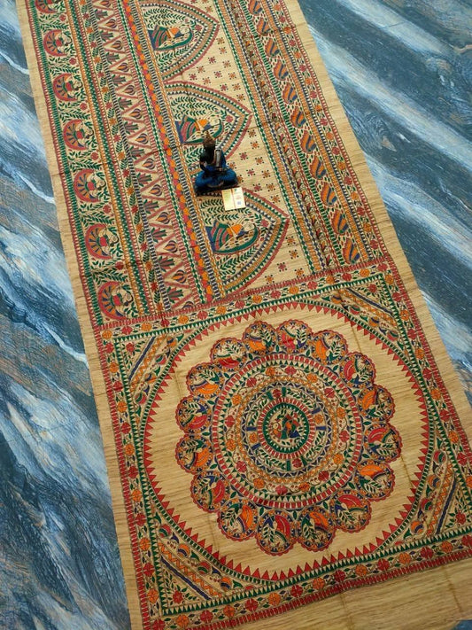 Fabric..Tussar by Ghicha with Beautiful All over Madhubani Hand paintingsilk sarees..
Premium quality and Fast delivery
Length 6.50 meter..Quality will be pure Handloom silk sarees..
