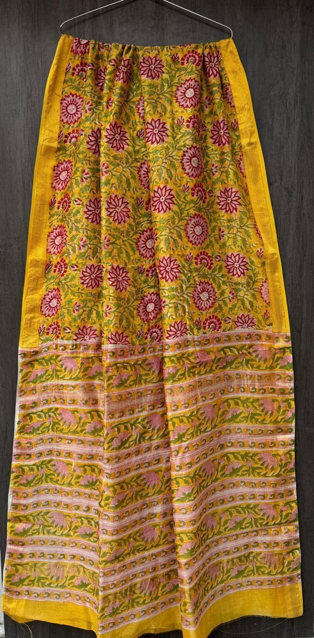 Nawab | Block printed Maheshwari Silk Saree