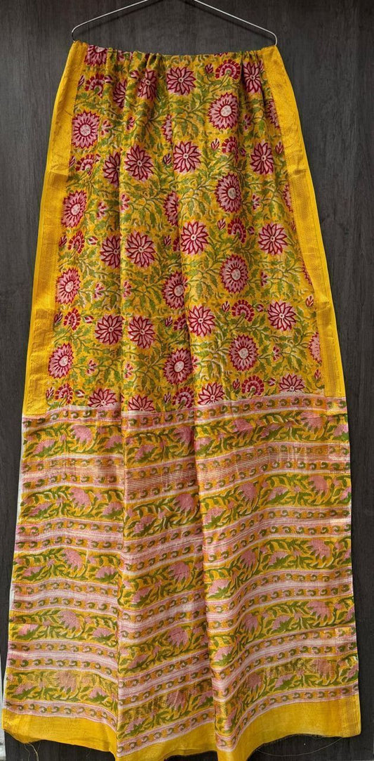 Nawab | Block printed Maheshwari Silk Saree