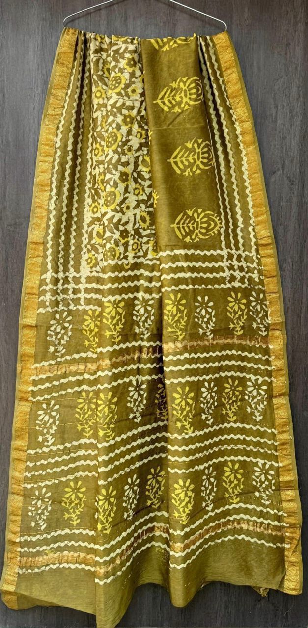 Basu | Block printed Maheshwari Silk Saree