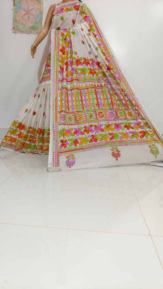 Jayabharathi | Hand Made Kantha Embroidery on Semi Silk