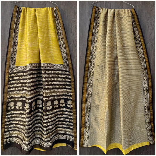 Avram | Block printed Maheshwari Silk Saree