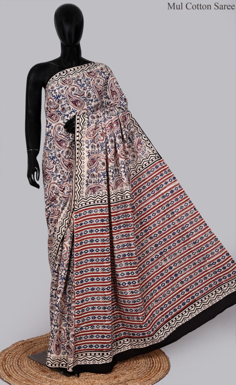 premium Traditional Mulmul CottonBeautiful Pure Soft Mulmul Cotton Sarees available*
Size: 6.30 mtr with blouse 