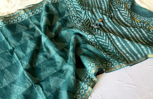 Summer special collection
Vanaspati ajark print

🥻🥻🥻🥻🥻🥻
 Kota saree new collection of Bagru print 
New collection Saree Kota Doriya .
Hand made 
Block print , Dabu print , Bagru print , vaspati print, ajark prijt
Saree length 5.5 mtr
Blouse.  80cm
Hand block printed