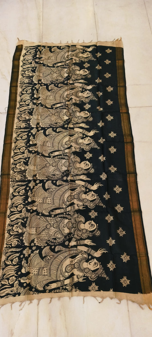 Ksumika | Kalamkari dupatta on mangalagiri silk