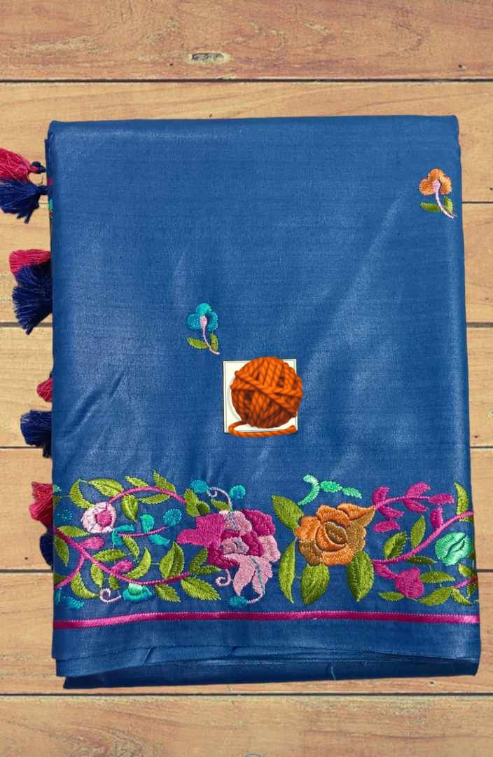 Ashtara | Parsi Embroidery work on Tussar Silk