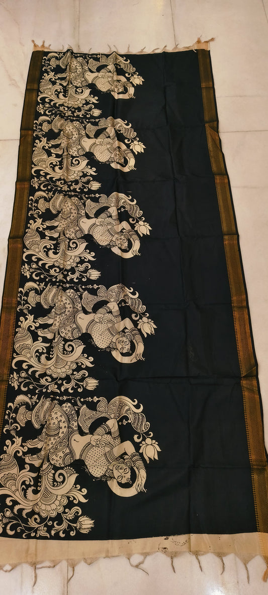 Kamalika | Kalamkari dupatta on mangalagiri silk