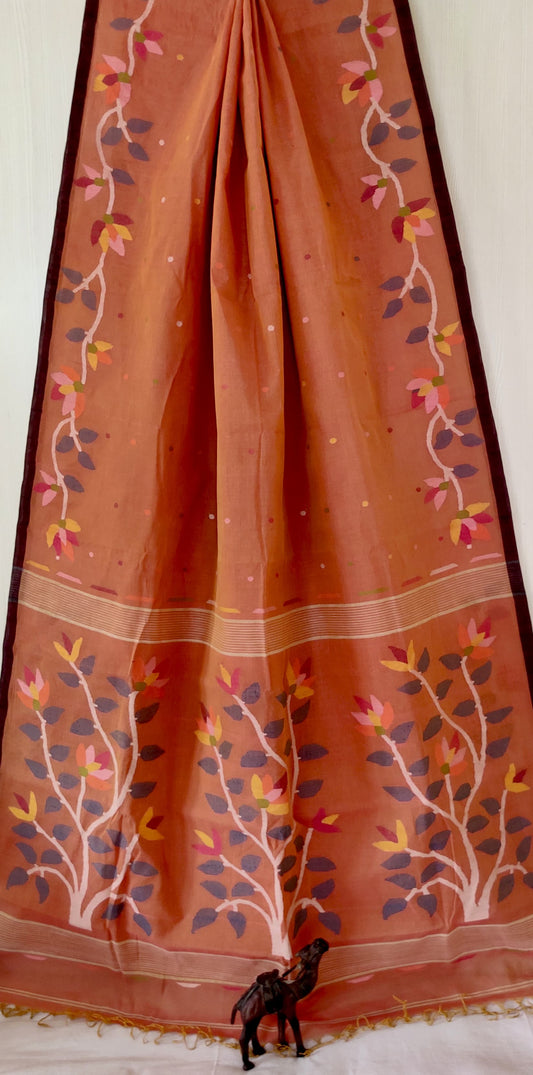Jasminekshi | handwoven Cotton Needlework jamdani saree